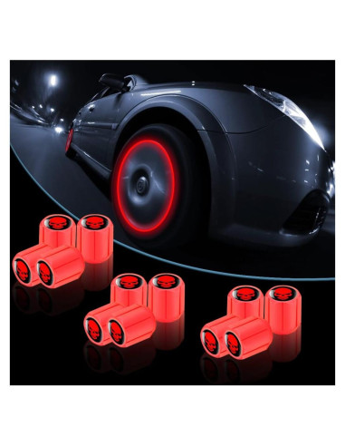 12 Tapones de Válvula de Neumático XINLIYA Rojo Fluorescente