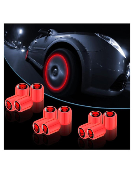 12 Tapones de Válvula de Neumático XINLIYA Rojo Fluorescente