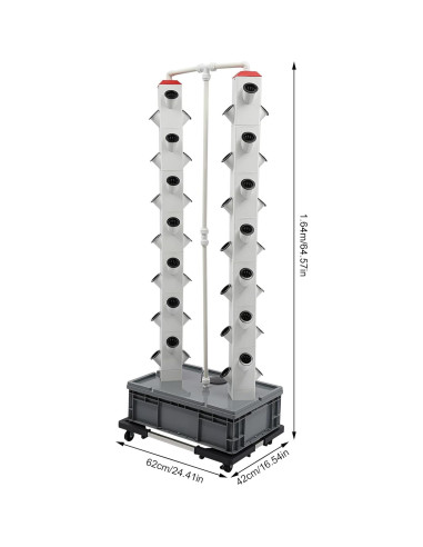 Torre Hidropónica LuYuLTONG 56 Macetas Blanca con Ruedas