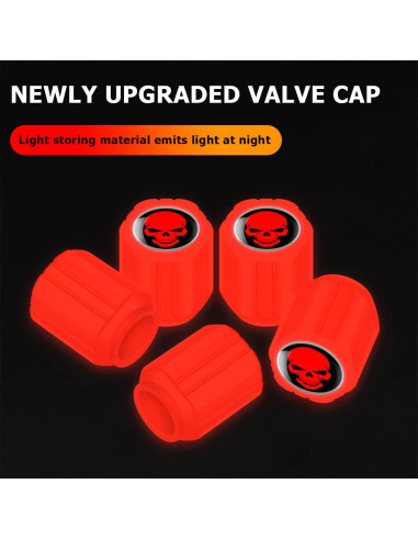 12 Tapones de Válvula de Neumático XINLIYA Rojo Fluorescente