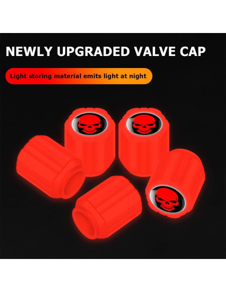 12 Tapones de Válvula de Neumático XINLIYA Rojo Fluorescente