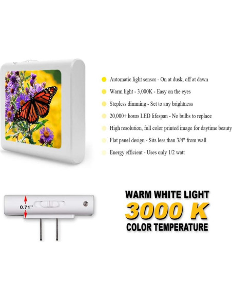 Luz Nocturna LED Art Plates Mariposa Regulable 0.5W