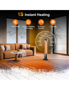 Calentador de Patio Eléctrico Slkdrft 1500W con Control Remoto 2