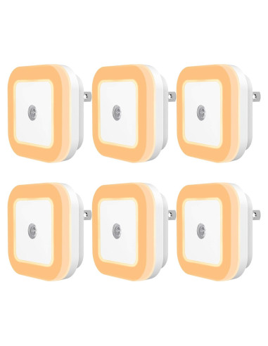 Luz Nocturna LED Enchufable SYCEES con Sensor Crepúsculo, Paquete de 6