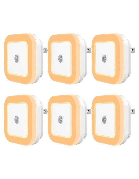 Luz Nocturna LED Enchufable SYCEES con Sensor Crepúsculo, Paquete de 6