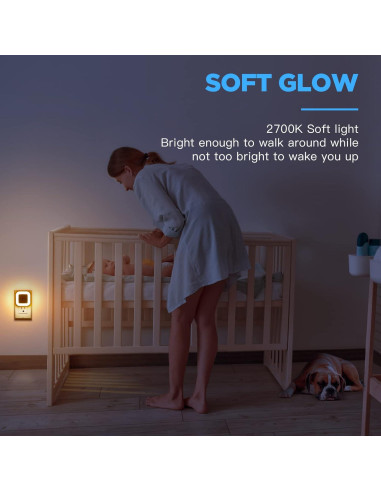 Luz Nocturna LED Enchufable SYCEES con Sensor Crepúsculo, Paquete de 6