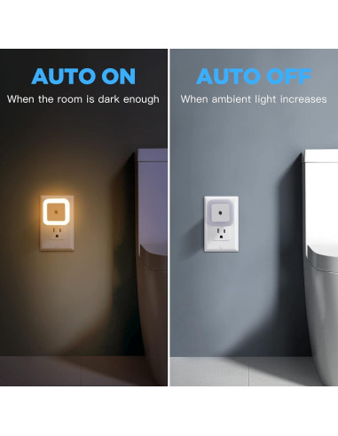 Luz Nocturna LED Enchufable SYCEES con Sensor Crepúsculo, Paquete de 6
