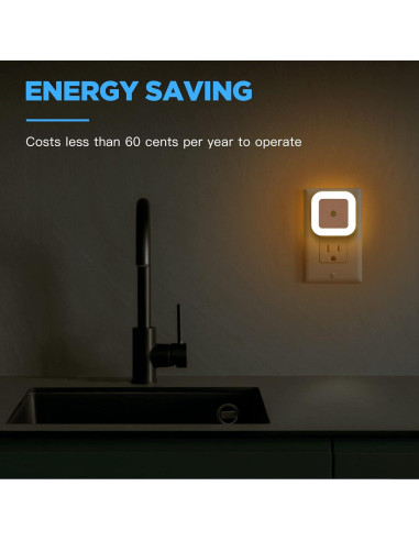 Luz Nocturna LED Enchufable SYCEES con Sensor Crepúsculo, Paquete de 6