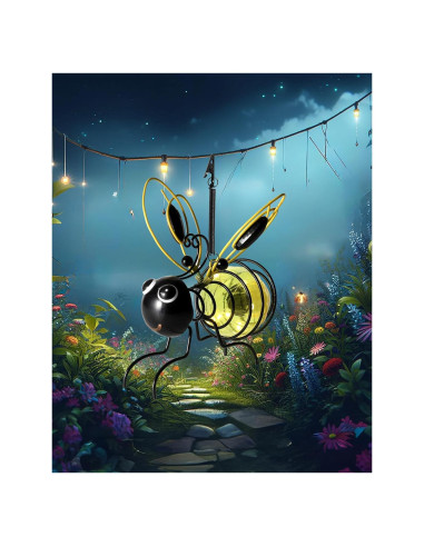 Luz Solar Colgante Abeja iEstatua - LED Amarillo para Jardín