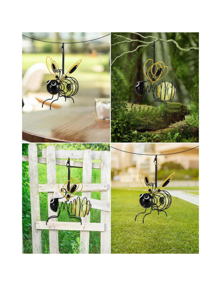 Luz Solar Colgante Abeja iEstatua - LED Amarillo para Jardín