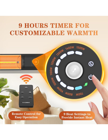 Calentador Infrarrojo Eléctrico Haimmy 1500W 9 Niveles 2S