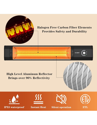 Calentador Infrarrojo Eléctrico Haimmy 1500W 9 Niveles 2S