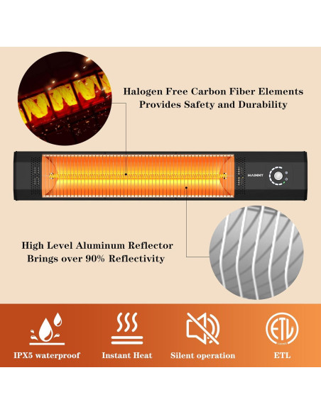 Calentador Infrarrojo Eléctrico Haimmy 1500W 9 Niveles 2S