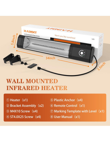 Calentador Infrarrojo Eléctrico Haimmy 1500W 9 Niveles 2S