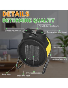 Calentador Eléctrico Buyplus 1500W Ajustable para Patio 2