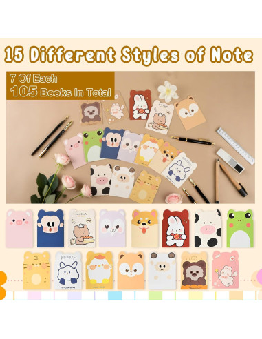 105 Mini Cuadernos ZestNova para Niños - Animales Caricatura