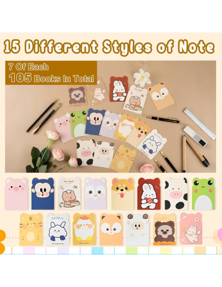 105 Mini Cuadernos ZestNova para Niños - Animales Caricatura