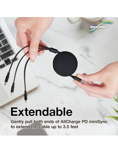 Cable Retráctil BoxWave USB-C y Micro USB 100W para OneXPlayer