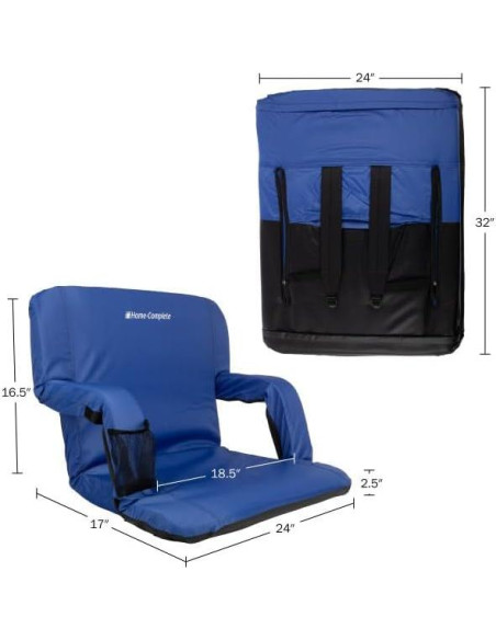 Silla de Estadio Ancha Home-Complete Azul con Respaldo y 6 Posiciones