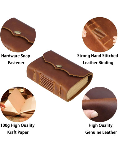 Cuaderno de Piel Acidea Vintage 320 Páginas 10.9x7.6cm