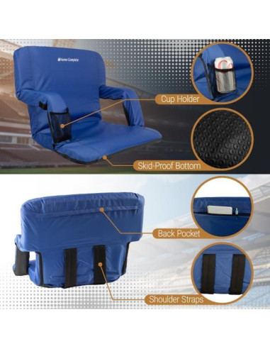 Silla de Estadio Ancha Home-Complete Azul con Respaldo y 6 Posiciones