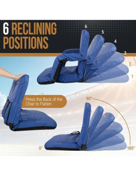 Silla de Estadio Ancha Home-Complete Azul con Respaldo y 6 Posiciones