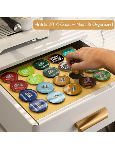 Organizador de Cajones PEKER para 20 Cápsulas de Café de Bambú