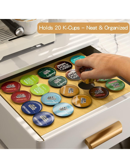 Organizador de Cajones PEKER para 20 Cápsulas de Café de Bambú