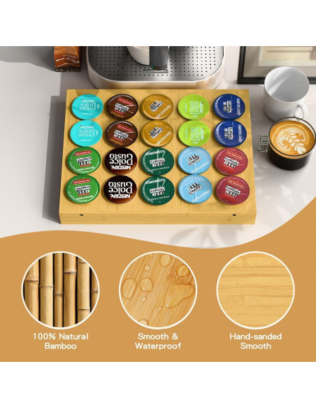 Organizador de Cajones PEKER para 20 Cápsulas de Café de Bambú