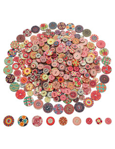 Botones de Madera Floral WILLBOND 500 Piezas 15-25 mm