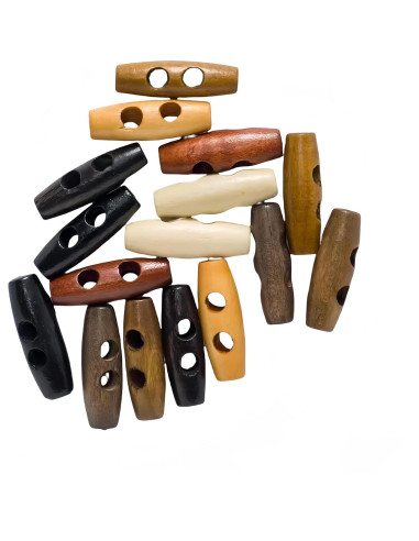 10 Botones de Oliva de Madera WDFCSIX 40mm 2 Agujeros Beige