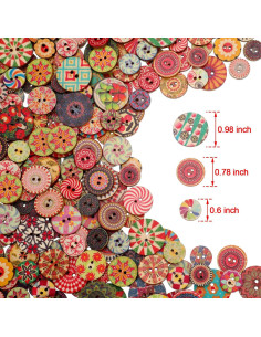Botones de Madera Floral WILLBOND 500 Piezas 15-25 mm 2