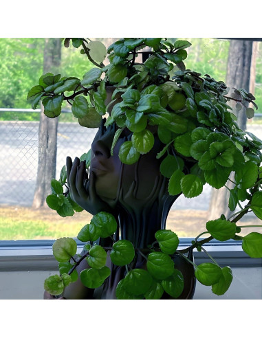 Maceta de Resina Mujer Derretida Poranlem 18 cm Negro