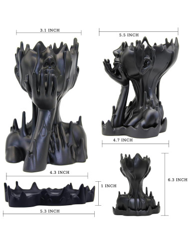 Maceta de Resina Mujer Derretida Poranlem 18 cm Negro
