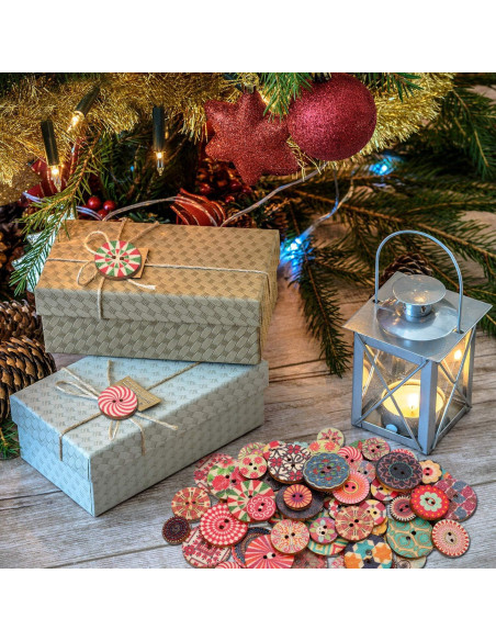 Botones de Madera Floral WILLBOND 500 Piezas 15-25 mm