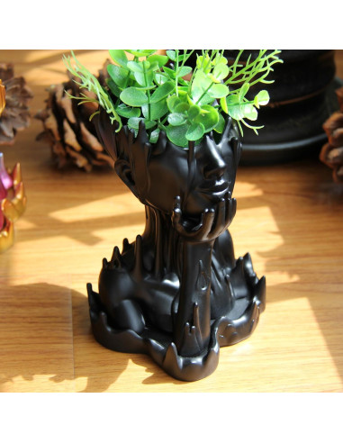 Maceta de Resina Mujer Derretida Poranlem 18 cm Negro