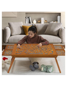 Mesa de Rompecabezas TEAKMAMA 1500 Piezas Plegable 86.4x66.8cm