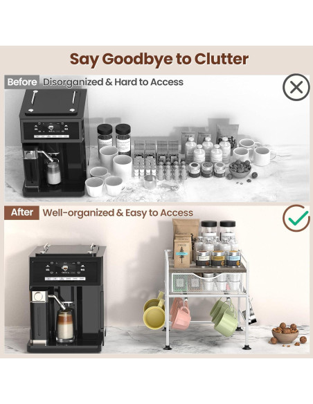 Organizador de Café Kssiaz con Soporte para Tazas y Cajón