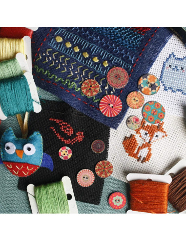 Botones de Madera Floral WILLBOND 500 Piezas 15-25 mm