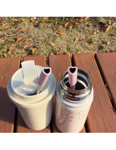 Popotes de metal reutilizables La mejor LUNA - Corazón rosa (4 unidades) 2