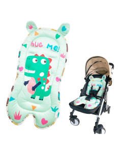 Almohadilla para Cochecito de Bebé Verde Dinosaurio Ultra Suave