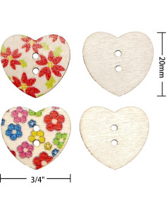 120 Botones de Madera Corazón CandeoLA 22x20mm Colores Asortidos 2