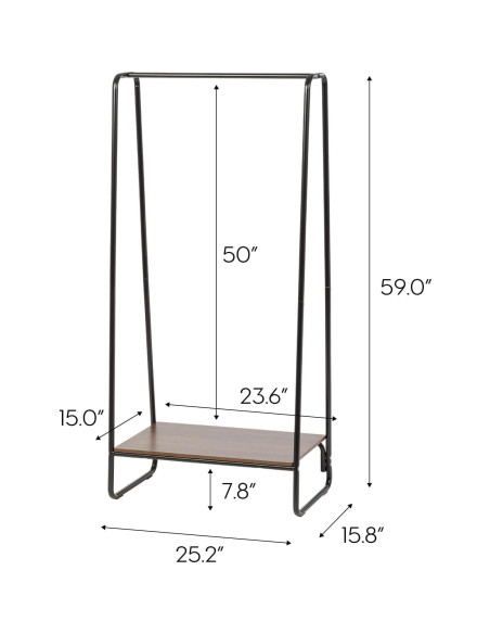 Perchero Independiente IRIS USA con Estante de Madera Negro