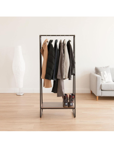 Perchero Independiente IRIS USA con Estante de Madera Negro