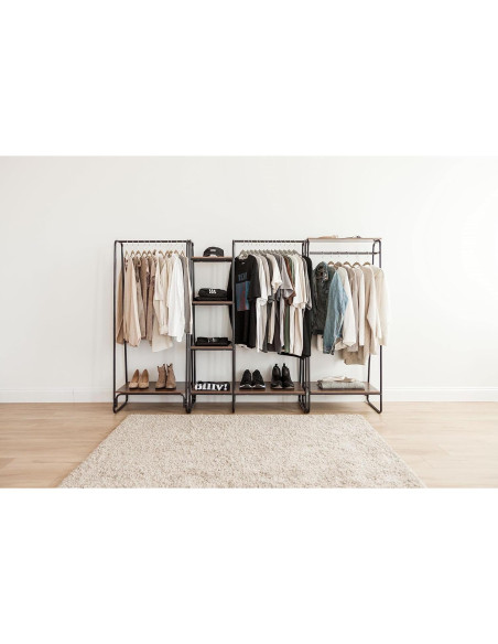 Perchero Independiente IRIS USA con Estante de Madera Negro