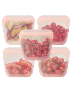 Set de 5 Bolsas de Silicona Reutilizables purifyou 170g - Nube Rosa