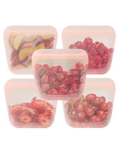 Set de 5 Bolsas de Silicona Reutilizables purifyou 170g - Nube Rosa