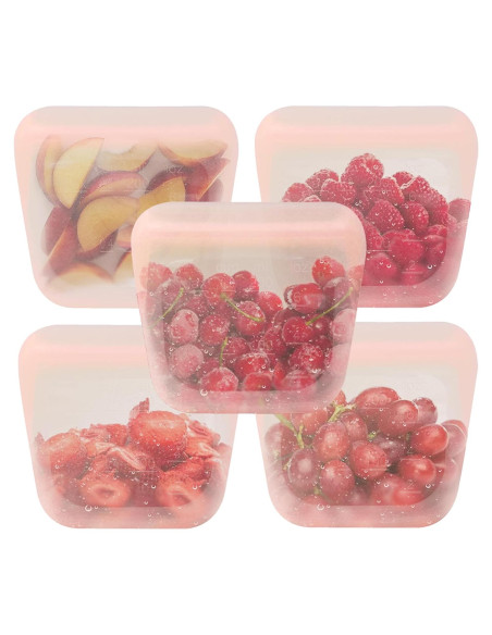 Set de 5 Bolsas de Silicona Reutilizables purifyou 170g - Nube Rosa