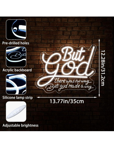 Luz LED Neón Decorativa 'Pero Dios' 35.1x31.2cm Blecode