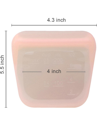 Set de 5 Bolsas de Silicona Reutilizables purifyou 170g - Nube Rosa